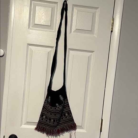 Embroidered Black & Red Crossbody Bag - Picture 2 of 4